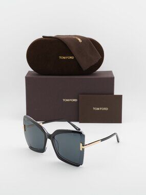 Tom Ford FT0766 03A Gia Butterfly Sunglasses - Black/Crystal with Endura Gold